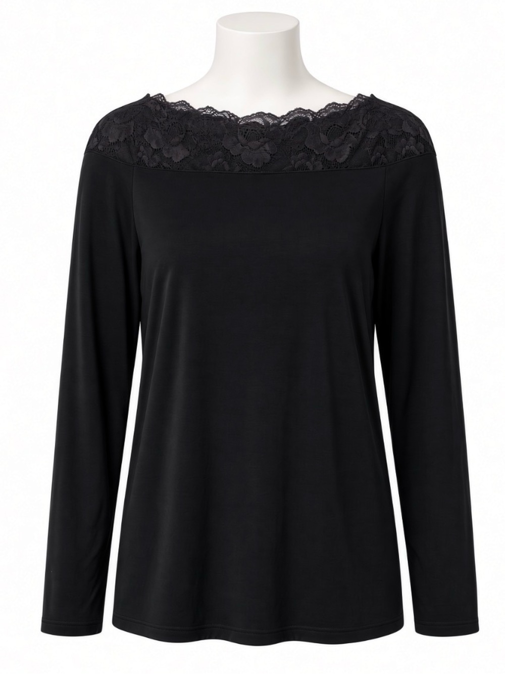 Venus Size Small All Black Long Sleeve off shoulder Lace Neck Top